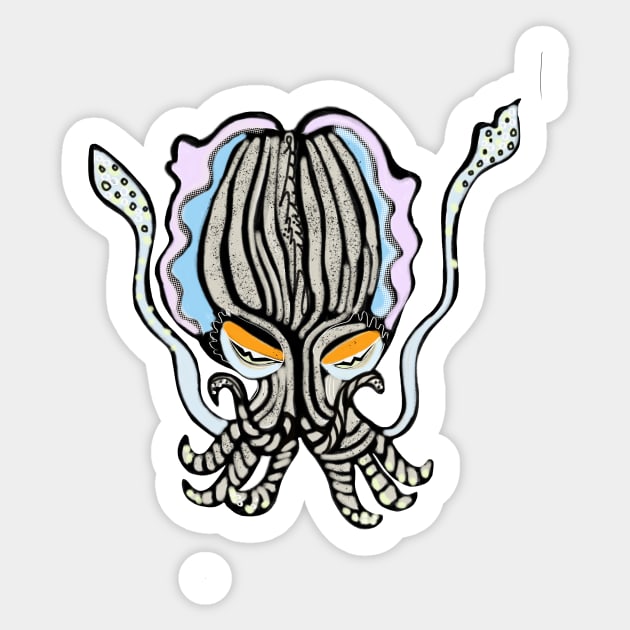 Striped Pyjama Squid Sticker by michdevilish